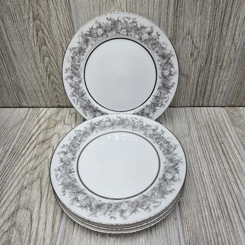 Set Of 4 Sango‎ Florentine Bread & Butter Plate Vintage Japan Platinum Trim